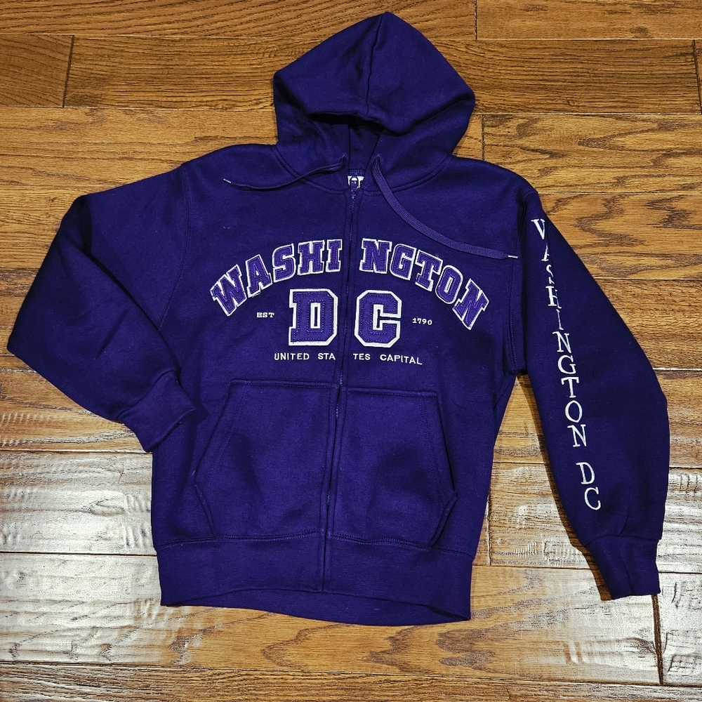 Washington DC Dark Purple Women's Full Zip Sweatshirt Hoodie - Size Small